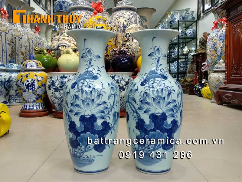 Lục bình bàn thờ hoa Sen 50cm Bát Tràng cao cấp kèm ý nghĩa phong thủy