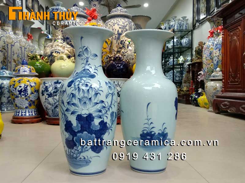 Lục bình bàn thờ hoa Sen 50cm Bát Tràng cao cấp kèm ý nghĩa phong thủy