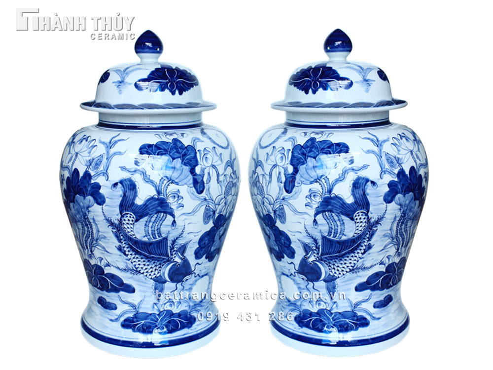 Chóe 10L vẽ Sen Cá Chép phong thủy dư dả bền bỉ 