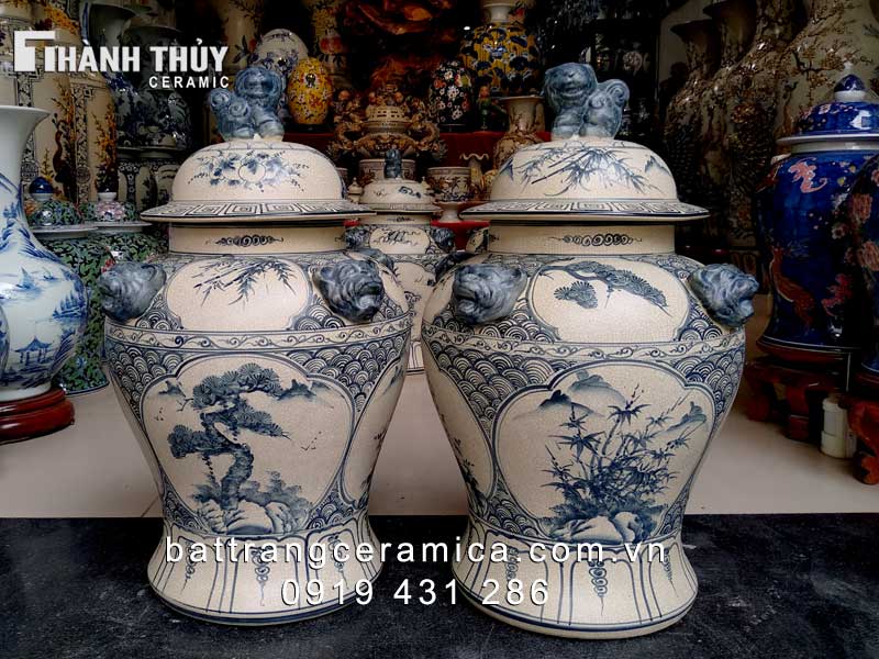 Chóe men rạn tứ cảnh 40L cao cấp phong thủy tứ quý may mắn 