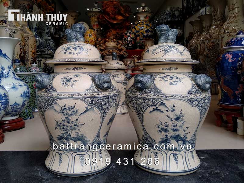 Chóe men rạn tứ cảnh 40L cao cấp phong thủy tứ quý may mắn