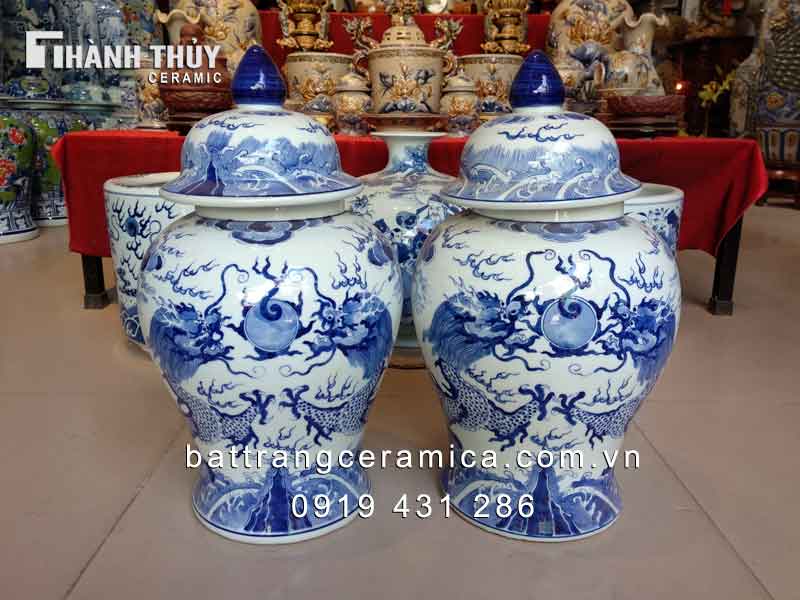 Chóe Rồng Men Lam 20L Phong Thủy Trang Trí Đẹp Mắt Sang Trọng 