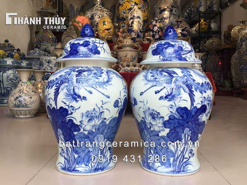 Chóe Sen Phượng men Lam 20L phong thủy, ngâm rượu, tài lộc