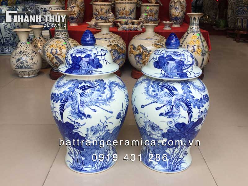 Chóe Sen Phượng men Lam 20L phong thủy, ngâm rượu, tài lộc