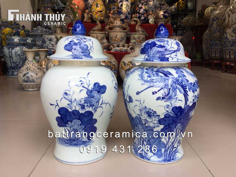 Chóe Sen Phượng men Lam 20L phong thủy, ngâm rượu, tài lộc