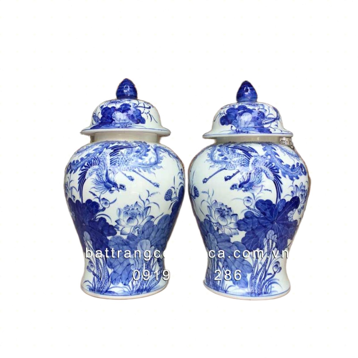Chóe Sen Phượng men Lam 20L phong thủy, ngâm rượu, tài lộc 