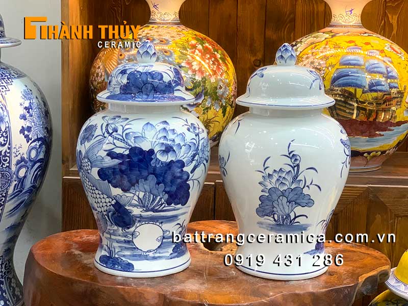 Chóe sứ Bát Tràng cá Chép hoa Sen 12L sang trọng đẹp mắt