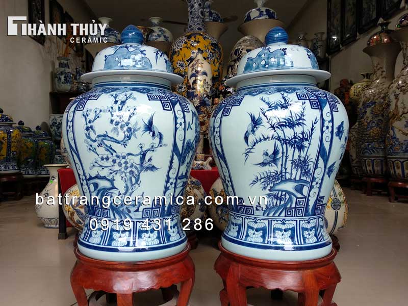 Chóe men lam tứ cảnh 30 lít trang trí phong thủy tài lộc 