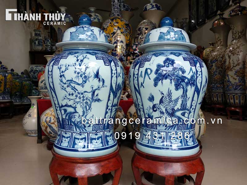 Chóe men lam tứ cảnh 30 lít trang trí phong thủy tài lộc