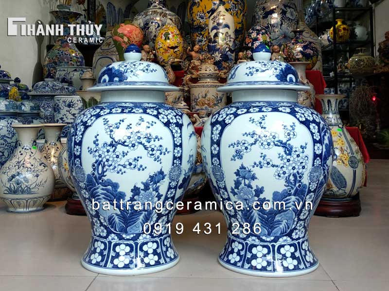 Chóe tứ cảnh men lam 40L cao cấp trang trí phong thủy giá tốt