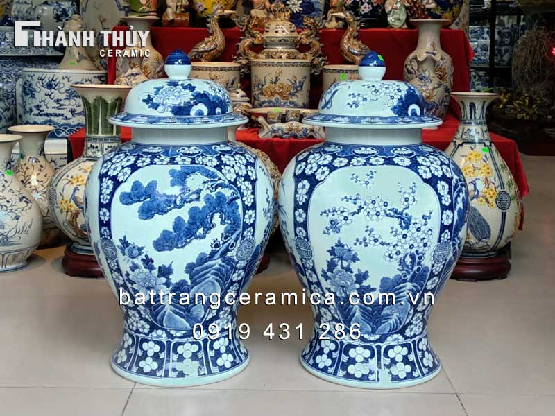 Chóe tứ cảnh men lam 40L cao cấp trang trí phong thủy giá tốt