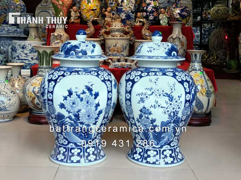 Chóe tứ cảnh men lam 40L cao cấp trang trí phong thủy giá tốt