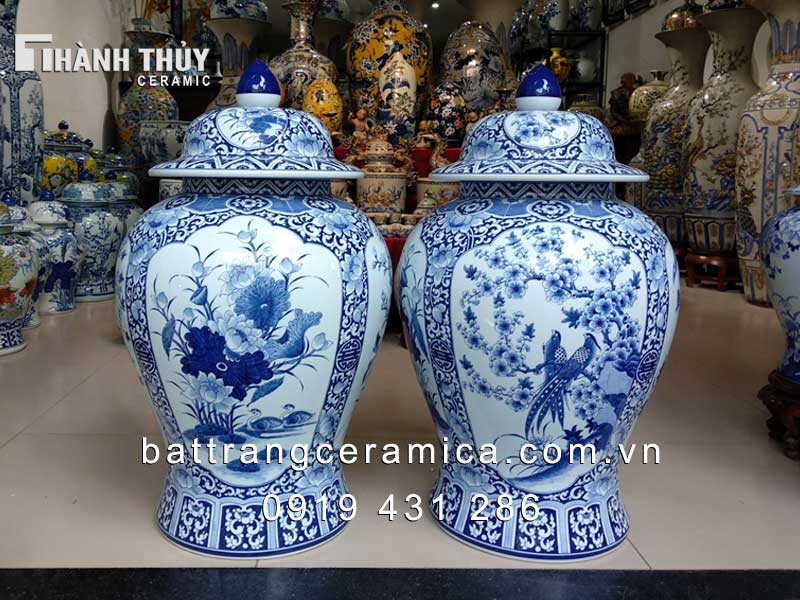 Chóe men lam 60 lít cao cấp vẽ tứ cảnh sang trọng độc đáo