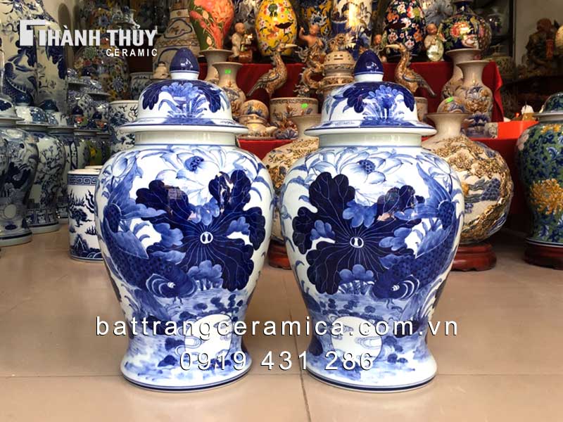 Chóe vẽ cá Chép trông trăng 15L may mắn tài lộc phong thủy đẹp