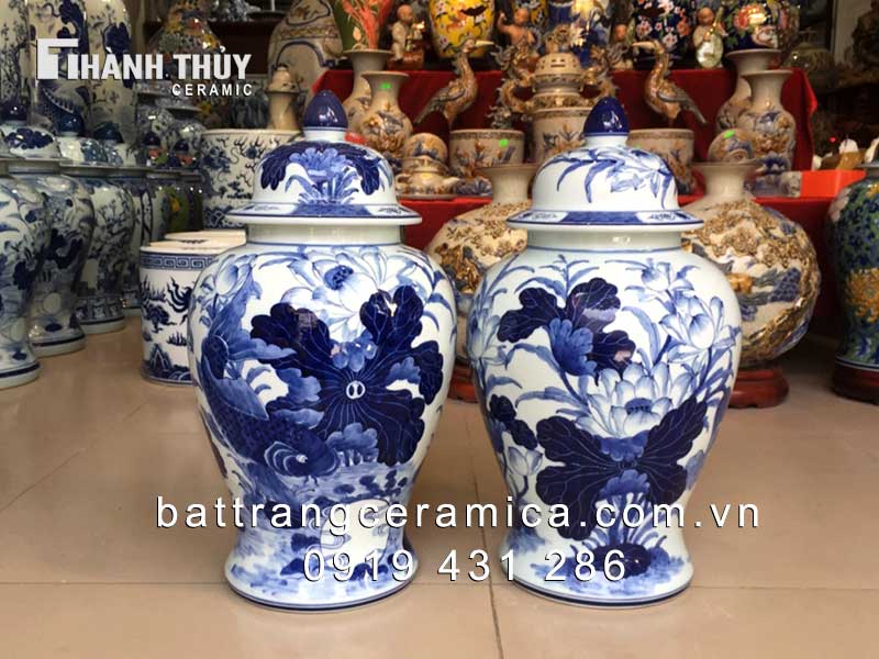 Chóe vẽ cá Chép trông trăng 15L may mắn tài lộc phong thủy đẹp