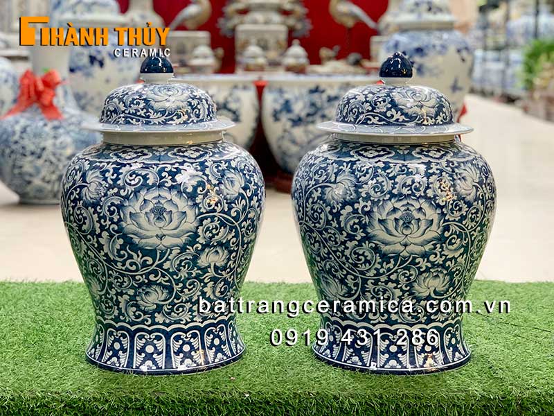Chóe sứ hoa dây 15 lít cao cấp men xanh bát tràng bền đẹp