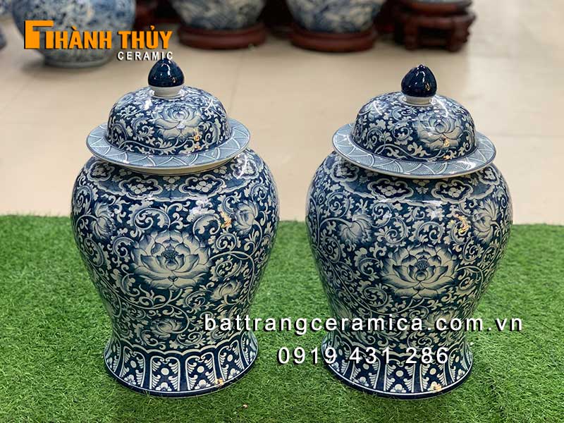 Chóe sứ hoa dây 15 lít cao cấp men xanh bát tràng bền đẹp