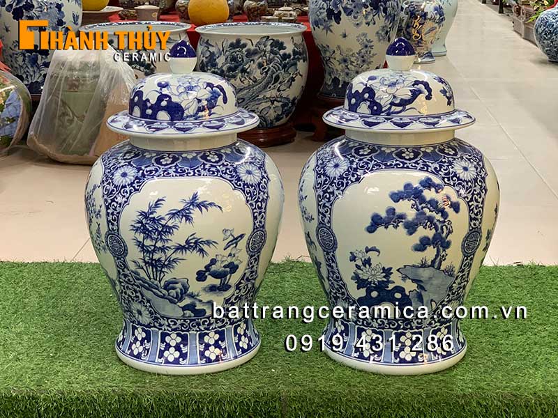 Chóe tứ cảnh Bát Tràng 20L gốm sứ cao cấp may mắn, sung túc