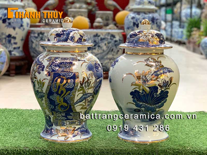 Chóe vẽ vàng 24k Phúc Đức 15 lít gốm Bát Tràng đẹp sang