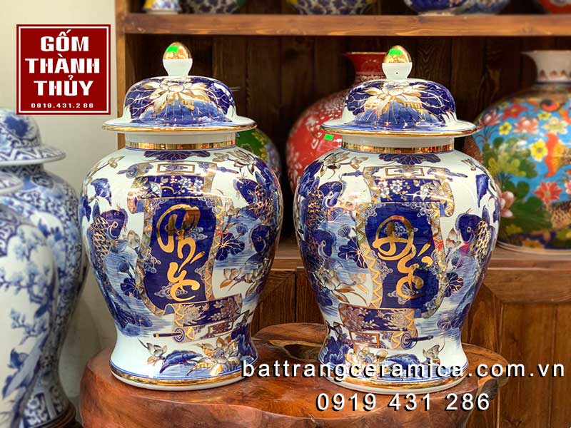 Chóe phong thủy Bát Tràng phúc đức vàng 24k 20 lít sang trọng