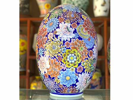 Trứng phong thủy Bát Tràng 45cm men Lam siêu sang 