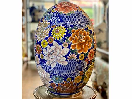 Trứng sứ cá rồng phú quý phong thủy 45cm sang trọng độc đáo 