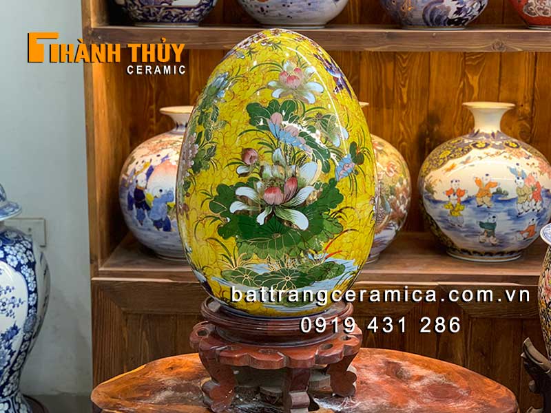 Trứng phong thủy 24k vàng Bát Tràng sang trọng cao cấp 50cm Trứng phong thủy 24k vàng Bát Tràng sang trọng cao cấp 50cm