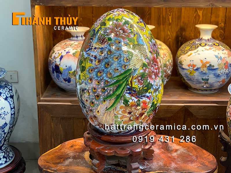 Trứng phong thủy 24k vàng Bát Tràng sang trọng cao cấp 50cm Trứng phong thủy 24k vàng Bát Tràng sang trọng cao cấp 50cm