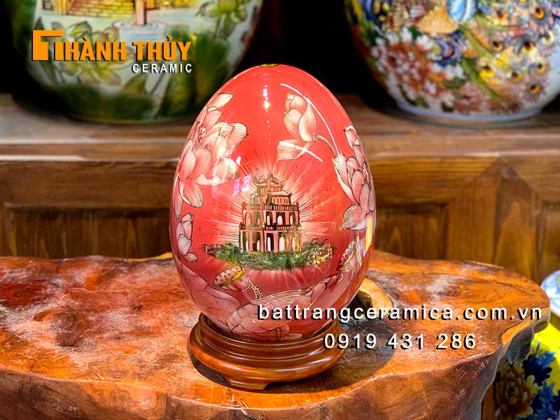 Trứng phong thủy vàng 24k cao cấp 30cm may mắn tài lộc