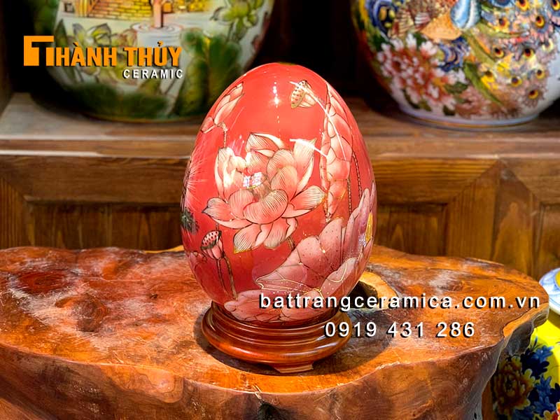 Trứng phong thủy vàng 24k cao cấp 30cm may mắn tài lộc 