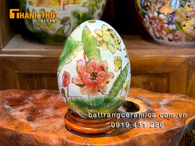 Trứng phong thủy sứ Bát Tràng 30cm quà tặng phong thủy đẹp 