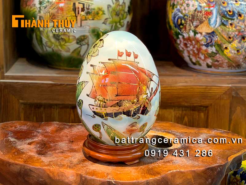 Quả trứng phong thủy 30cm vẽ vàng 24k sang trọng thuận lợi Quả trứng phong thủy 30cm vẽ vàng 24k sang trọng thuận lợi