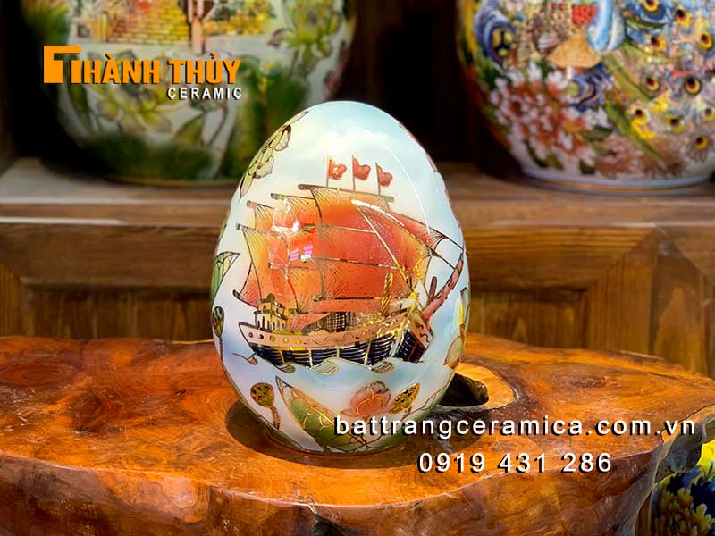 Quả trứng phong thủy 30cm vẽ vàng 24k sang trọng thuận lợi Quả trứng phong thủy 30cm vẽ vàng 24k sang trọng thuận lợi