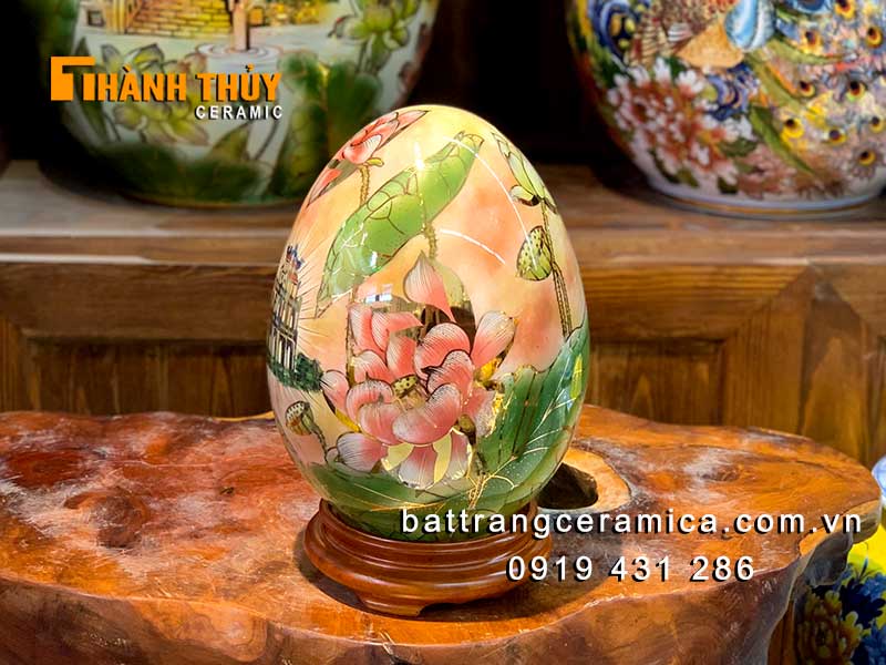 Quả trứng tài lộc 30cm phong thủy vẽ vàng 24k sang trọng