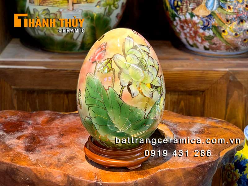 Quả trứng tài lộc 30cm phong thủy vẽ vàng 24k sang trọng