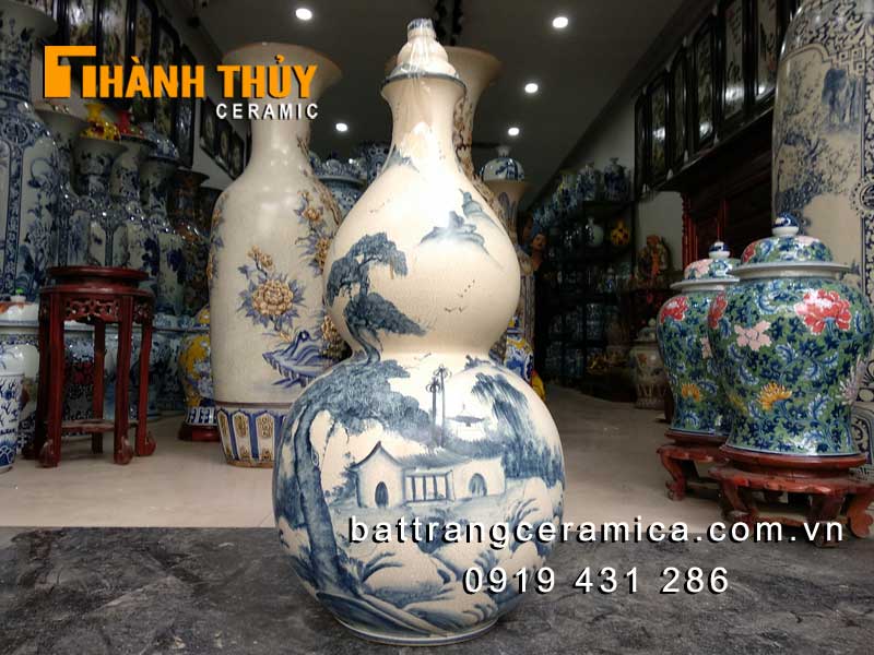 Bình hồ lô gốm sứ sơn thuỷ 80 cm phong thuỷ an lành sức khoẻ Bình hồ lô gốm sứ sơn thuỷ 80 cm phong thuỷ an lành sức khoẻ