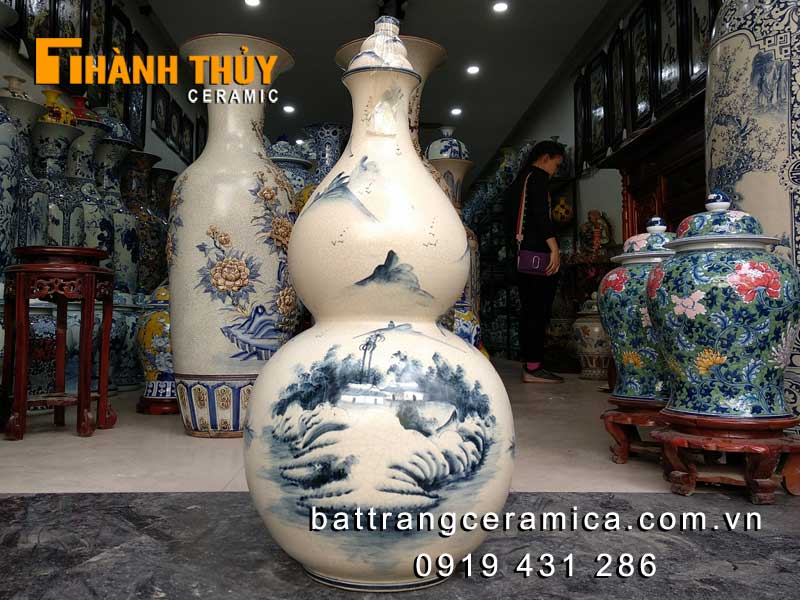 Bình hồ lô gốm sứ sơn thuỷ 80 cm phong thuỷ an lành sức khoẻ Bình hồ lô gốm sứ sơn thuỷ 80 cm phong thuỷ an lành sức khoẻ