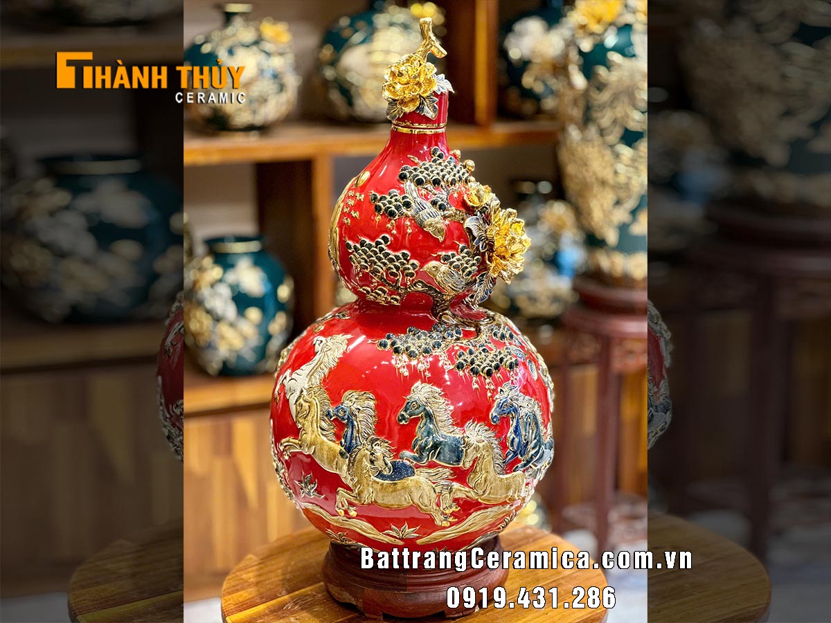 Hồ lô mã đáo thành công gốm sứ cao cấp 65cm may mắn tài lộc 