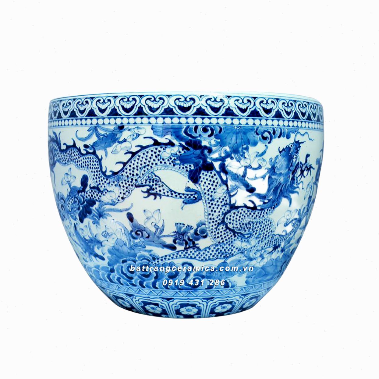 Thống vẽ Sen hóa Rồng phi 48cm đẹp phong thủy quà tặng ý nghĩa 