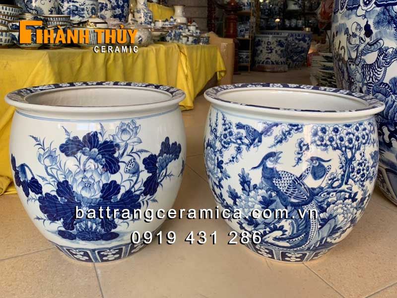 Thống sứ Bát Tràng chim Trĩ hoa Đào 40cm trang trí phong thủy đẹp