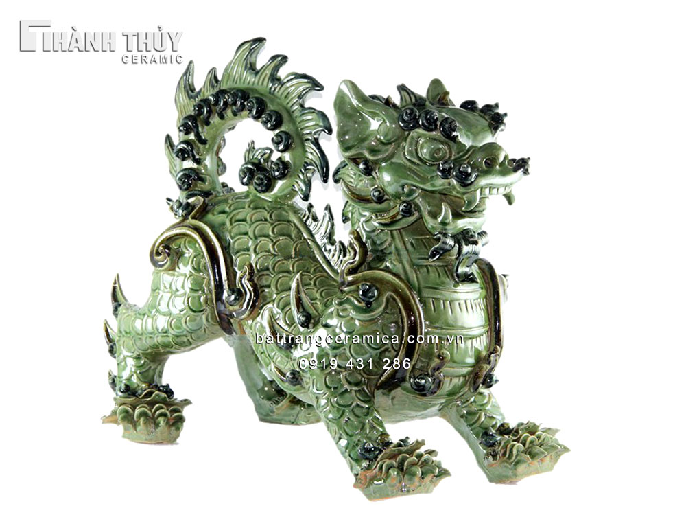 Nghê sứ men xanh ngọc cao 50cm sang trọng quà tặng phong thủy 