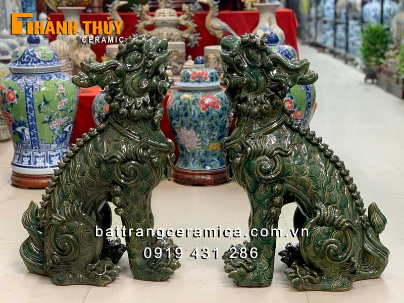 Nghê sứ men ngọc cao 70 cm tinh xảo thủ công bảo vệ phong thủy Nghê sứ men ngọc cao 70 cm tinh xảo thủ công bảo vệ phong thủy