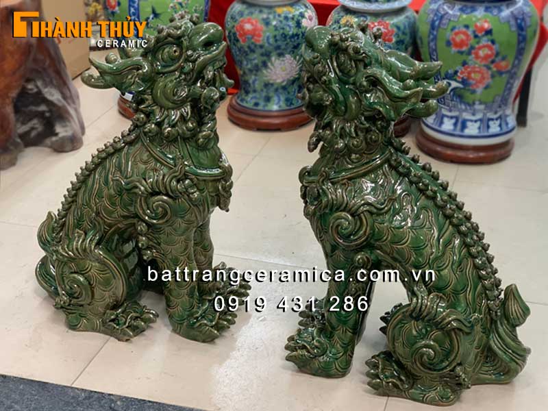 Nghê sứ men ngọc cao 70 cm tinh xảo thủ công bảo vệ phong thủy Nghê sứ men ngọc cao 70 cm tinh xảo thủ công bảo vệ phong thủy