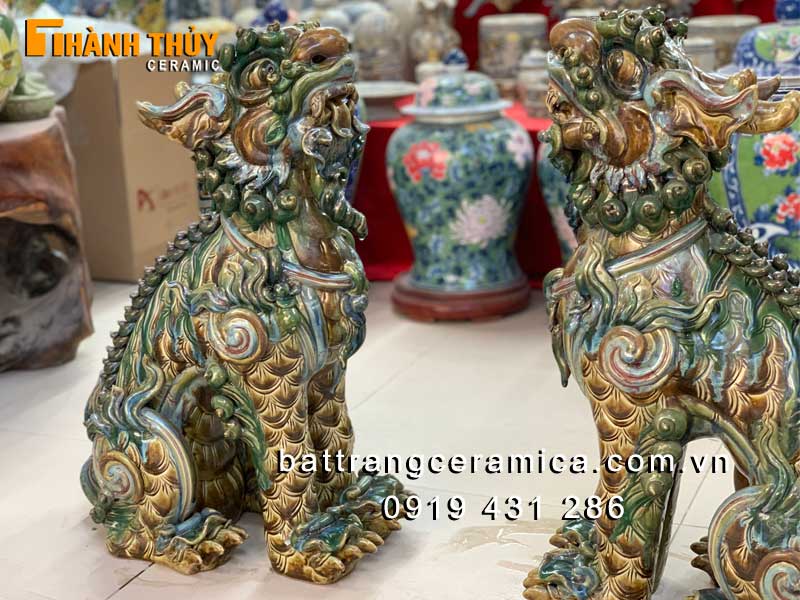 Tượng nghê gốm sứ Bát Tràng 70cm phong thủy cao cấp trang trí nhà thờ Tượng nghê gốm sứ Bát Tràng 70cm phong thủy cao cấp trang trí nhà thờ