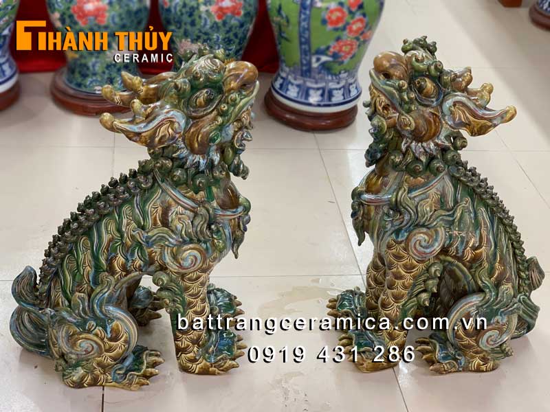 Tượng nghê gốm sứ Bát Tràng 70cm phong thủy cao cấp trang trí nhà thờ Tượng nghê gốm sứ Bát Tràng 70cm phong thủy cao cấp trang trí nhà thờ