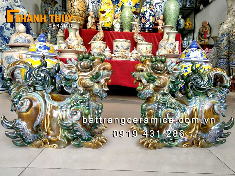 mua tượng nghê sứ bát tràng cao 35cm đẹp trang trí nhà thờ 