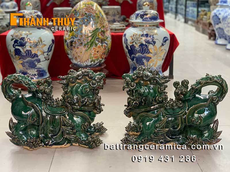 Con Nghê phong thủy sứ men ngọc 35cm tinh xảo bảo vệ tài lộc Con Nghê phong thủy sứ men ngọc 35cm tinh xảo bảo vệ tài lộc