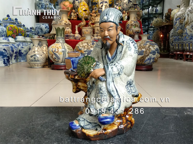 Tượng sứ Khổng Minh men rạn cao 40cm phong thủy uy nghiêm Tượng sứ Khổng Minh men rạn cao 40cm phong thủy uy nghiêm