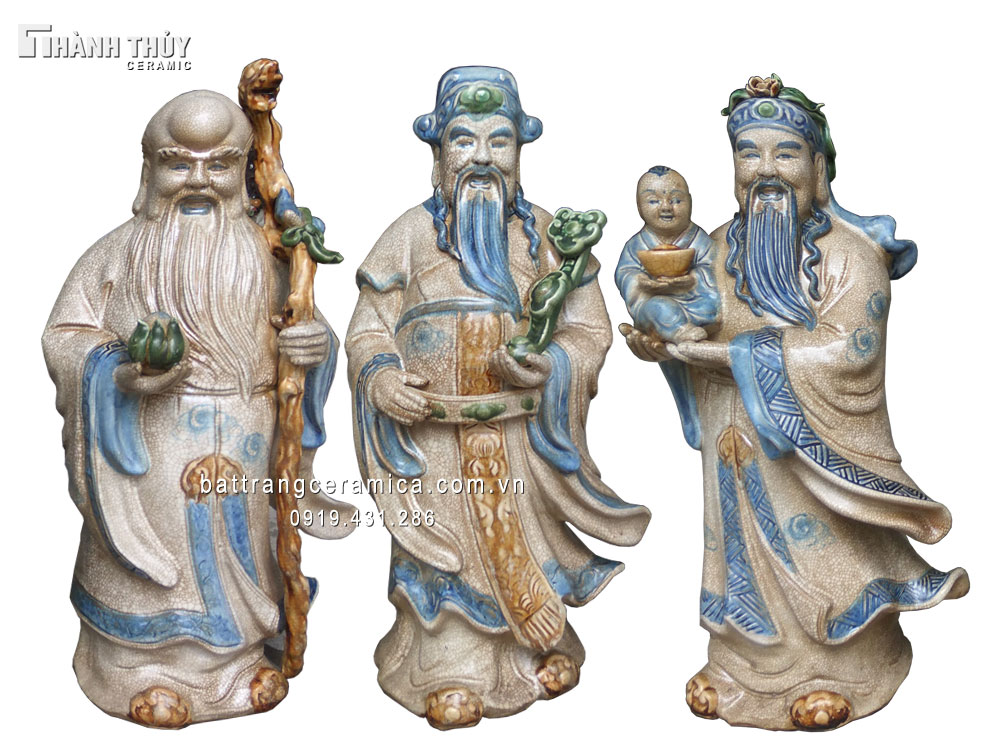 Phúc Lộc Thọ giả cổ cao 45cm chuẩn phong thủy, quà tặng may mắn Phúc Lộc Thọ giả cổ cao 45cm chuẩn phong thủy, quà tặng may mắn