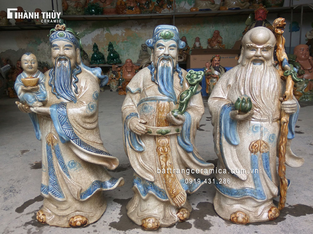 Phúc Lộc Thọ giả cổ cao 45cm chuẩn phong thủy, quà tặng may mắn Phúc Lộc Thọ giả cổ cao 45cm chuẩn phong thủy, quà tặng may mắn